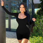 Women's Long-Sleeve Bodysuit with Square Neckline