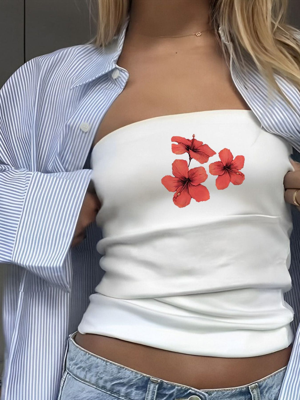 Women's Bandeau Top with Bold Statement Print