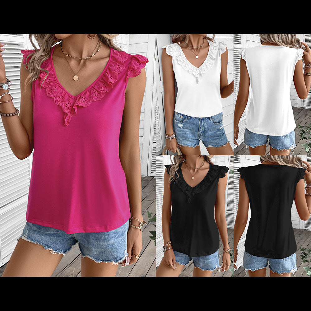 Women's Sleeveless Top with Lace Trim