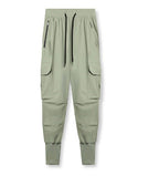 Women's Cargo Pants with Zipper Pockets and Elastic Waistband