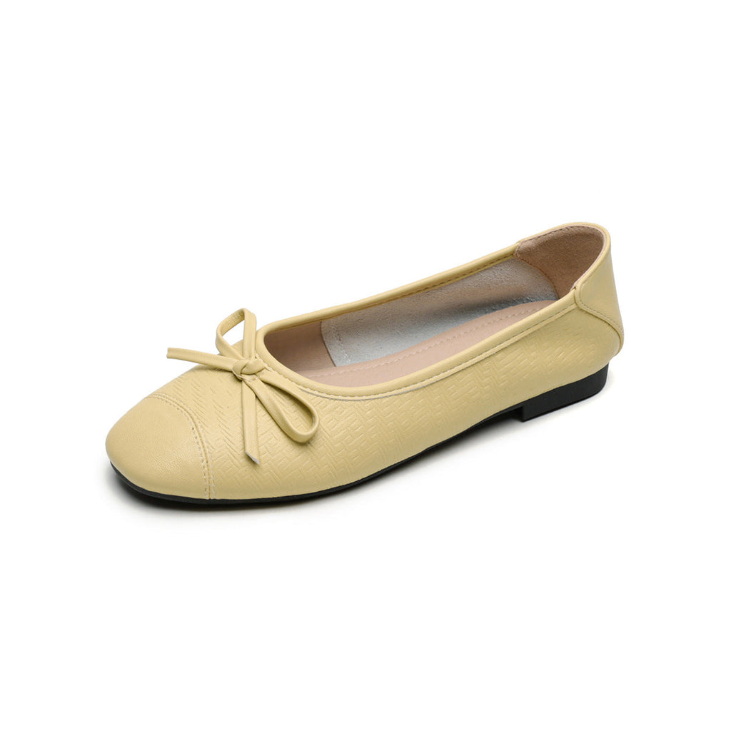 Women's Ballet Flats with Decorative Bow Design and Comfortable Sole