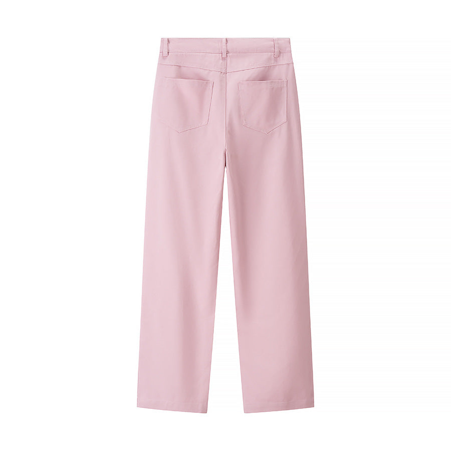 Women's Elegant High-Waisted Pants with Diamond Pattern