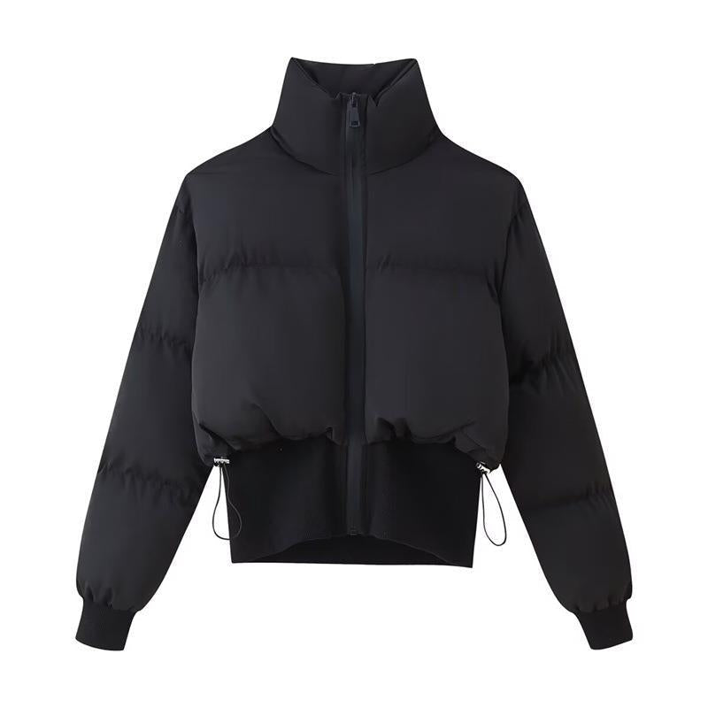 Women's Cropped Quilted Jacket with High Collar