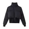 Women's Cropped Quilted Jacket with High Collar