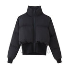 Women's Cropped Quilted Jacket with High Collar