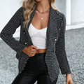 Double-Breasted Blazer in Geometric Plaid