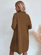 Women's Large Knit Coat with Textured Pattern and Casual Cut