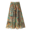 Women's Paisley Print Maxi Skirt with Elastic Waistband