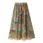 Women's Paisley Print Maxi Skirt with Elastic Waistband