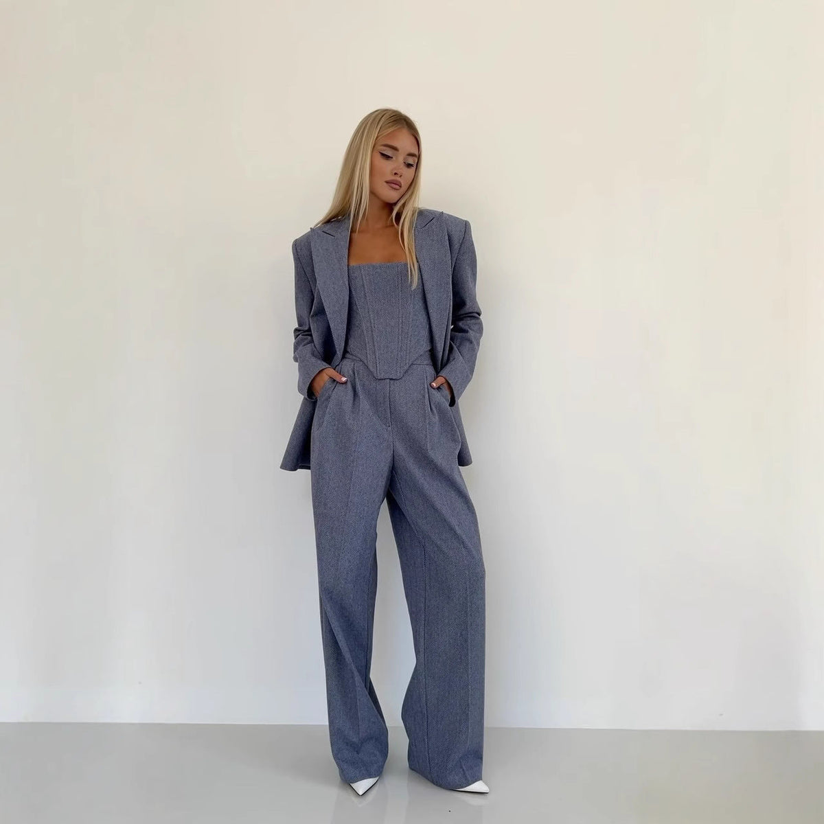 Women's Blazer with Waist Belt and Chic Lapel