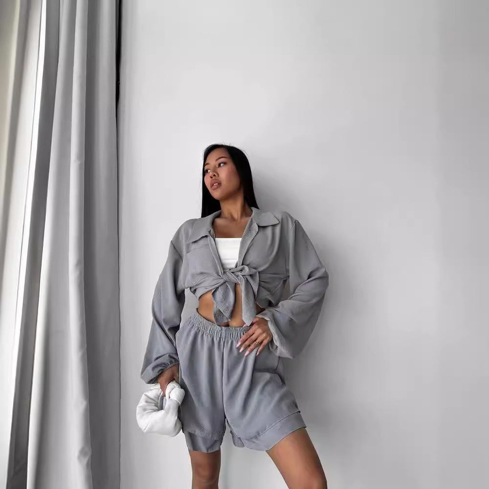 Women's Relaxed Shorts Set with Oversized Shirt