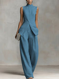 Women's Elegant High-Neck Wide-Leg Jumpsuit