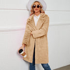 Elegant Faux Fur Coat with Deep Collar