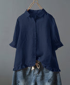 Women's Shirt with Ruffle Details and Loose Fit