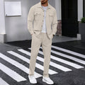 Men's Waffle Structure Shirt Jacket and Relax Pants Set