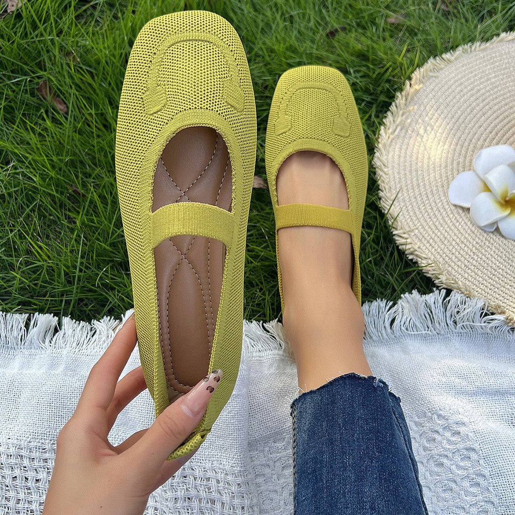 Women's Ballet Flats with Elastic Strap and Comfortable Footbed