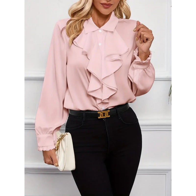 Women's Blouse with Ruffle Details and Elegant Sleeves