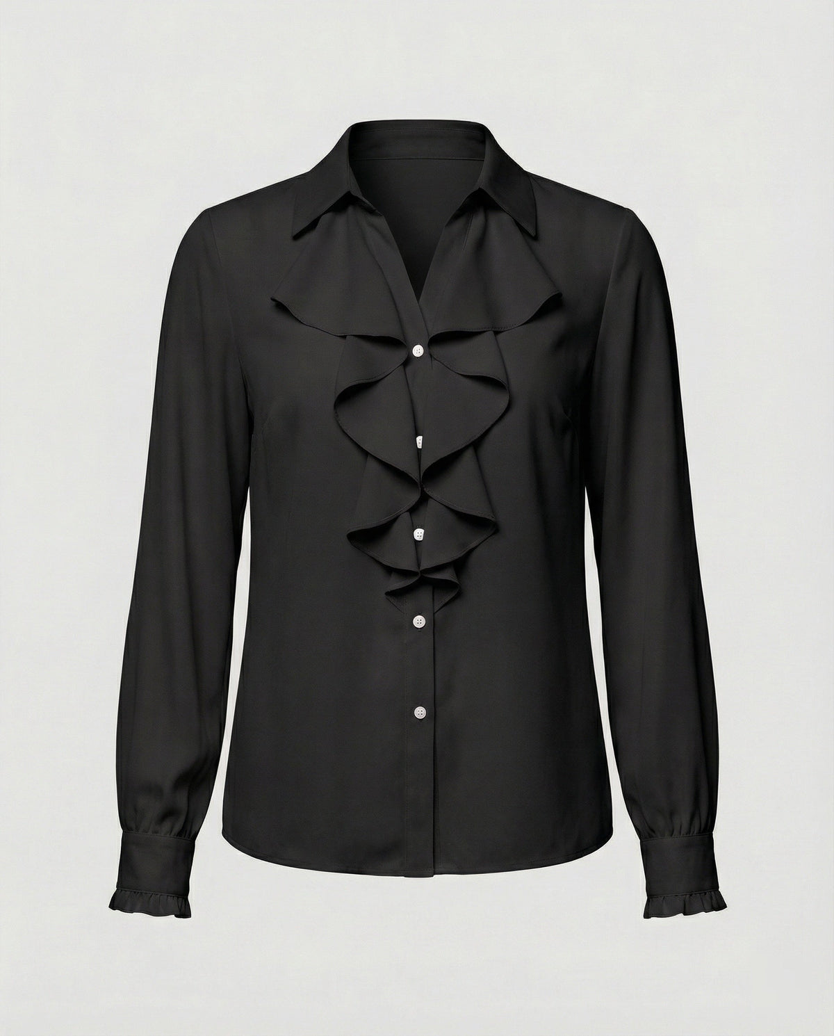 Women's Blouse with Ruffle Details and Elegant Sleeves