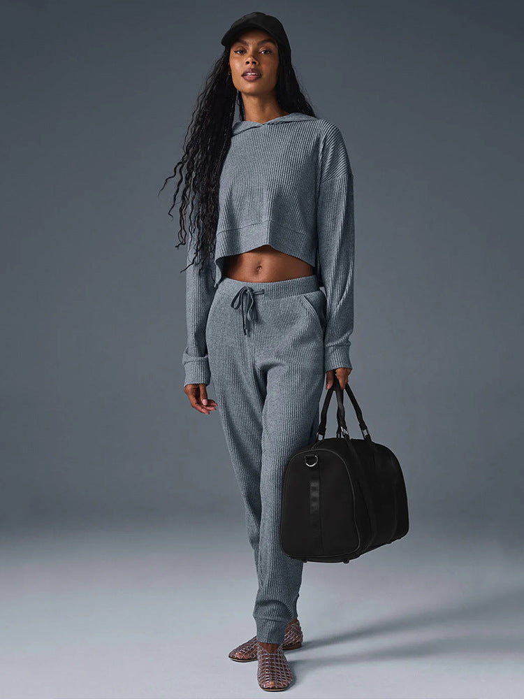 Women's Relaxed Crop Sweatshirt and Jogger Set