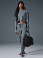 Women's Relaxed Crop Sweatshirt and Jogger Set