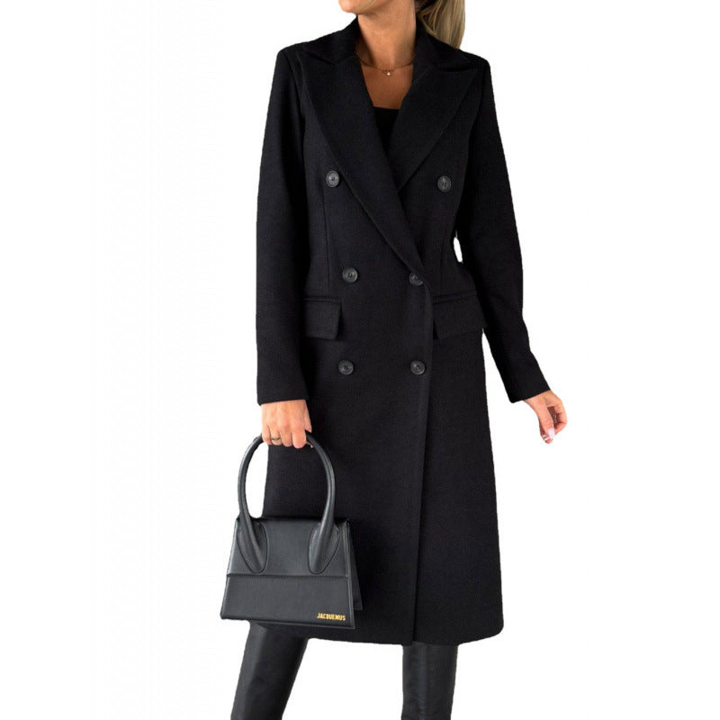 Elegant Double-Breasted Coat with Modern Cut