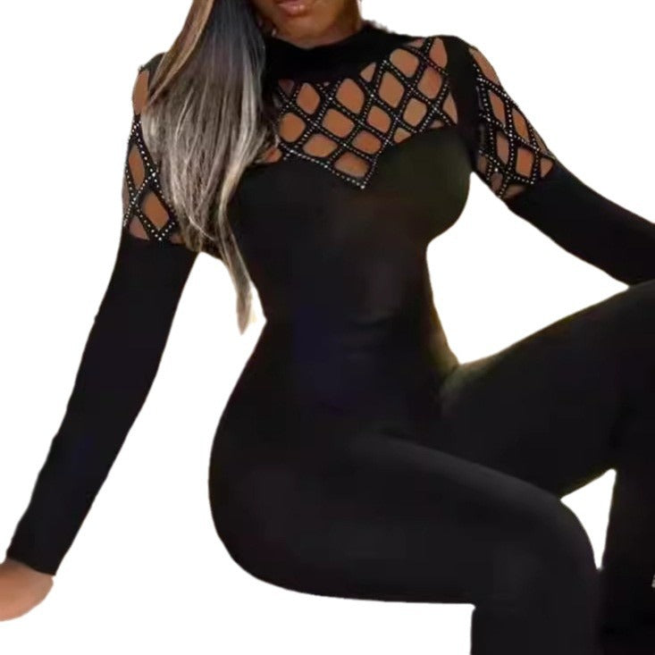 Elegant Women's Jumpsuit with Mesh Details