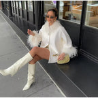 Elegant Women's Faux Fur Jacket with Glamorous Button Details