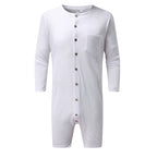 Women's Long-Sleeve Jumpsuit with Button Placket and Chest Pocket