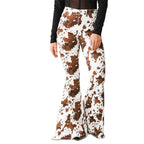 Women's Flared Jeans with Cow Print