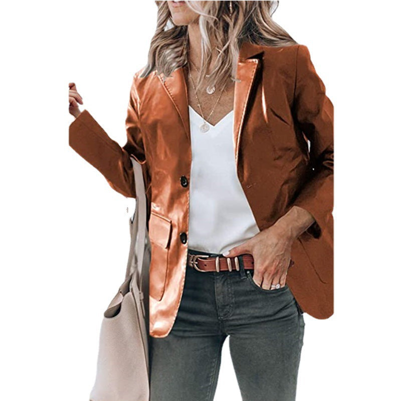 Women's Elegant Blazer with Two Pockets and Timeless Cut