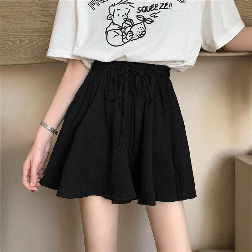 Women's Casual Skirt with Elastic Waistband and Drawstring