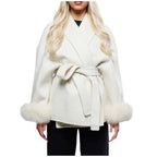 Elegant Wrap Jacket with Faux Fur Sleeves