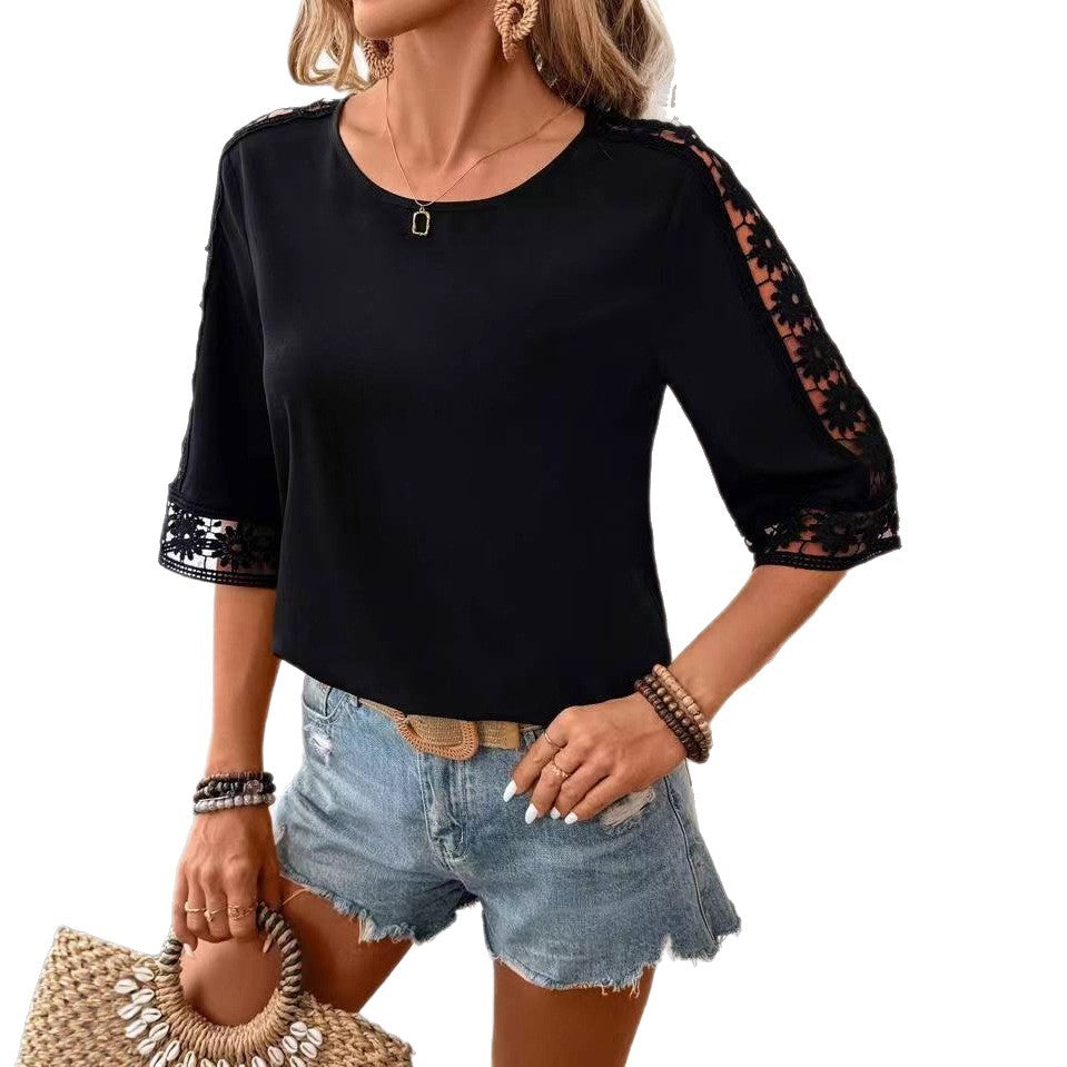 Women's Blouse with Lace Sleeves