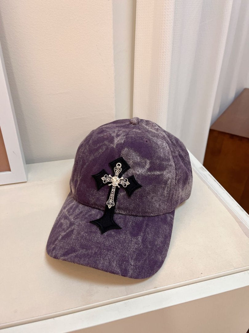Men's Velvet Embroidered Cross Baseball Cap