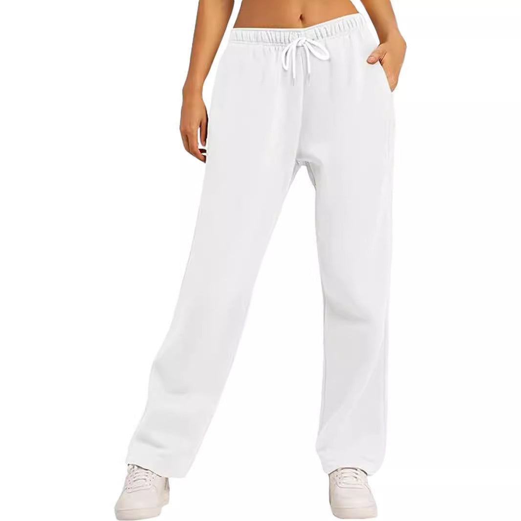 Women's Comfortable Athletic Pants with Elastic Waistband and Side Pockets