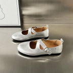 Women's Ballet Flats with Elegant Cross Strap and Fashionable Buckle