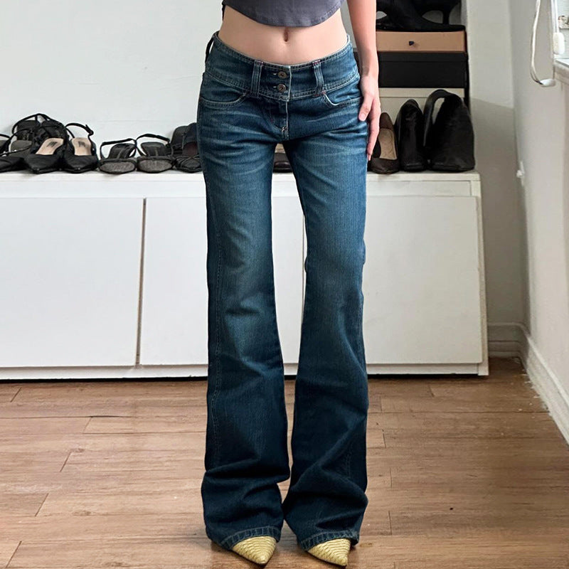Women's High-Waisted Bootcut Jeans with Side Pockets