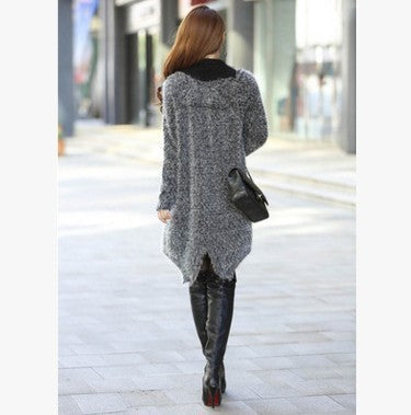 Women's Long Knit Coat with Open Front and Cozy Texture