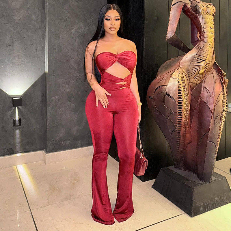 Elegant Cut-Out Jumpsuit with Flowing Legs