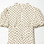 Women's A-Line Dress with High Neck and Voluminous Sleeves