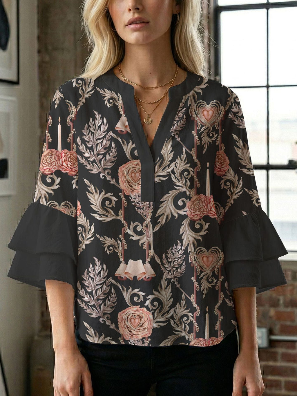 Women's Blouse with Beautiful Floral Design