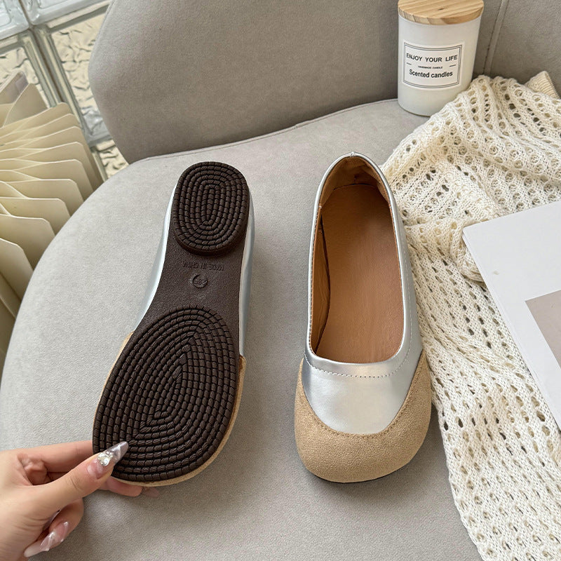 Women's Suede Ballet Flats with Non-Slip Sole