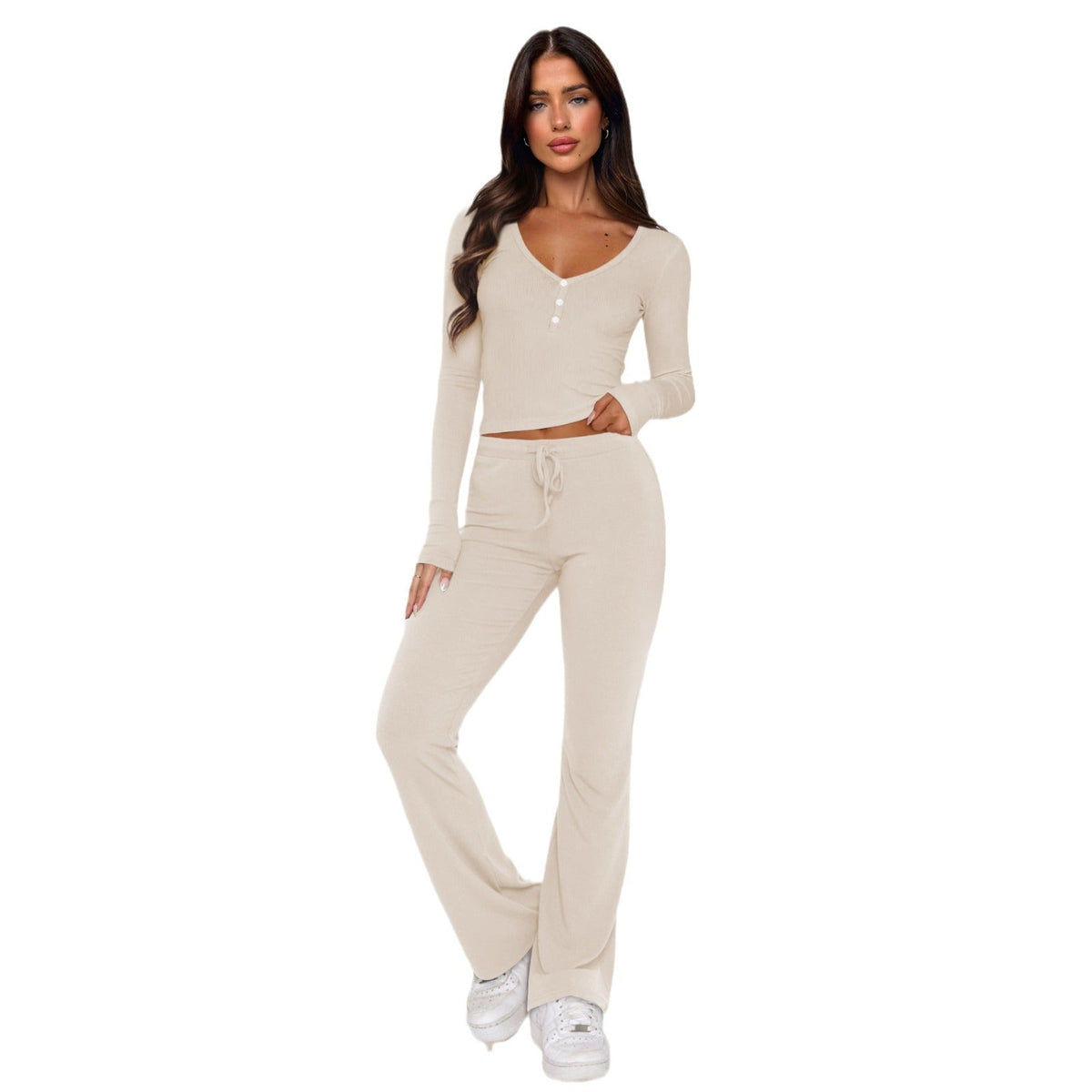 Women's Comfortable Button-Down Top and Loose Pants Set