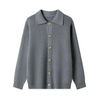 Women's Patterned Cardigan with Collar and Button Placket