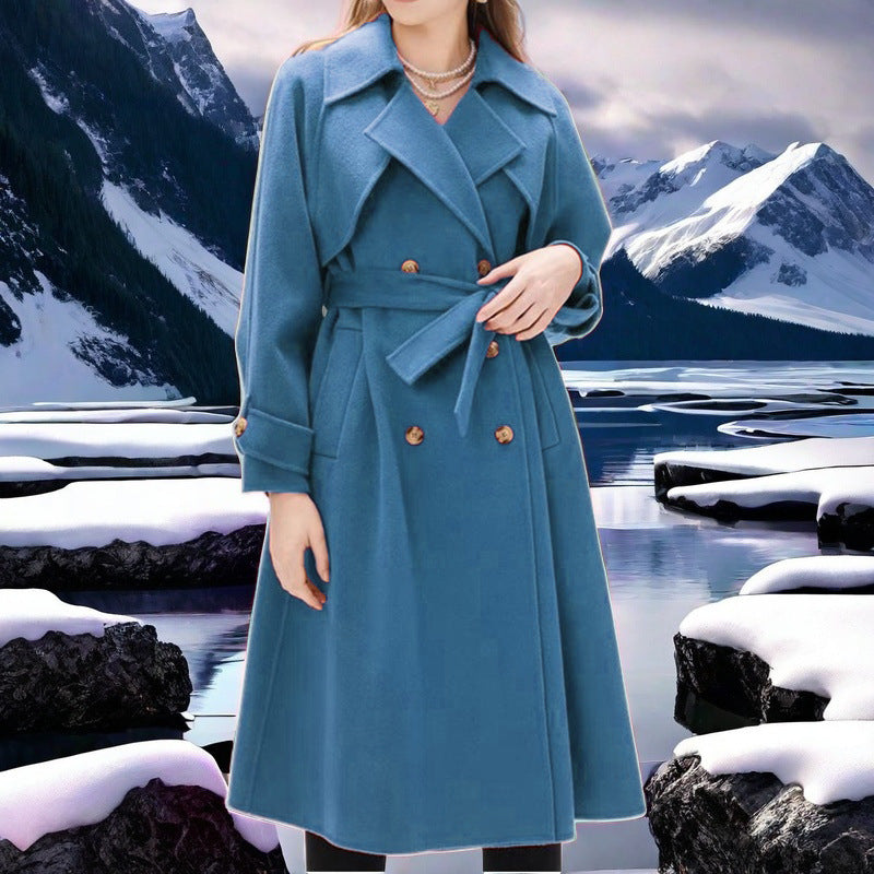 Elegant Double-Breasted Trench Coat with Tailored Fit
