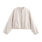Women's Comfortable Bomber Jacket with High Collar