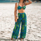 Women's Swim Set with Floral Design and Loose Palazzo Pants