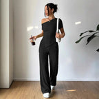 Elegant Jumpsuit with Asymmetrical Cut and Ruching