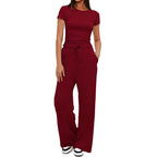 Women's Comfortable Leisure Set with Elastic Waist and Cozy Top