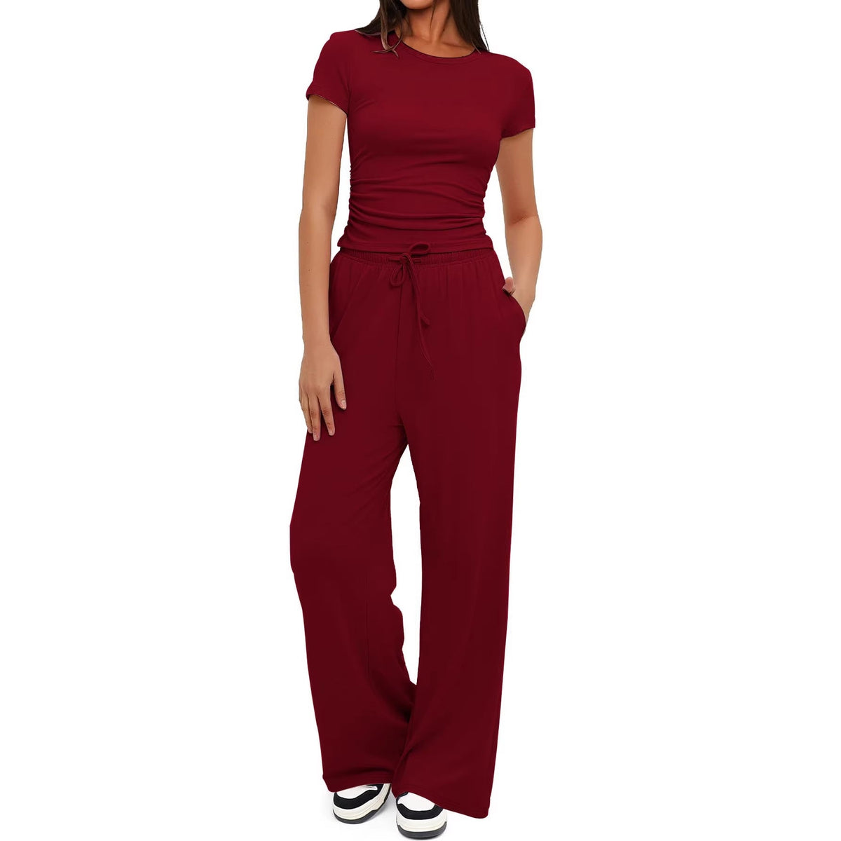 Women's Comfortable Leisure Set with Elastic Waist and Cozy Top